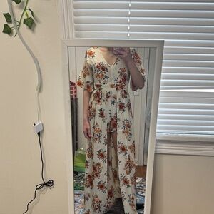 Rue21 Cream Floral Jumpsuit